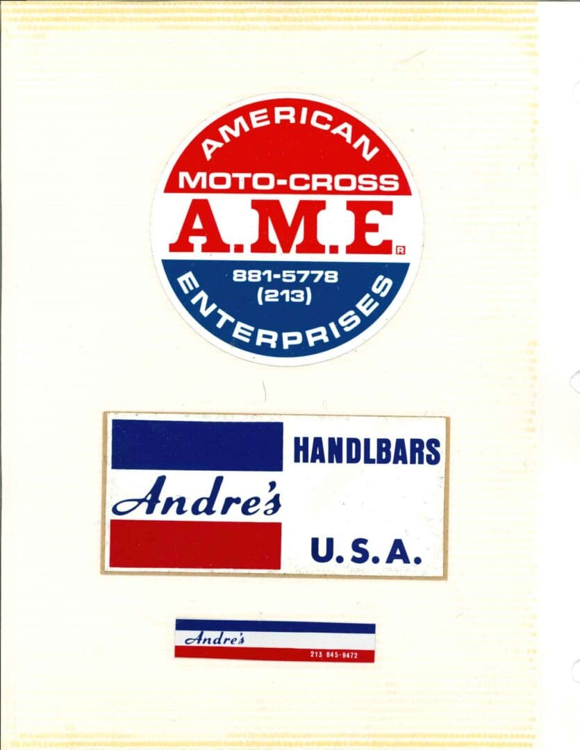 American motocross AME sticker on the display