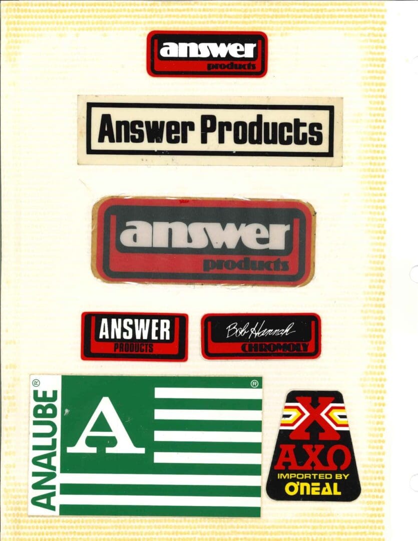 Answer products sticker on the display of the website