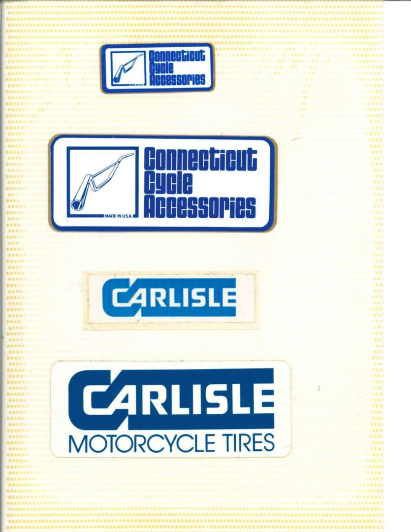 Carlisle motorcycle tire stickers.