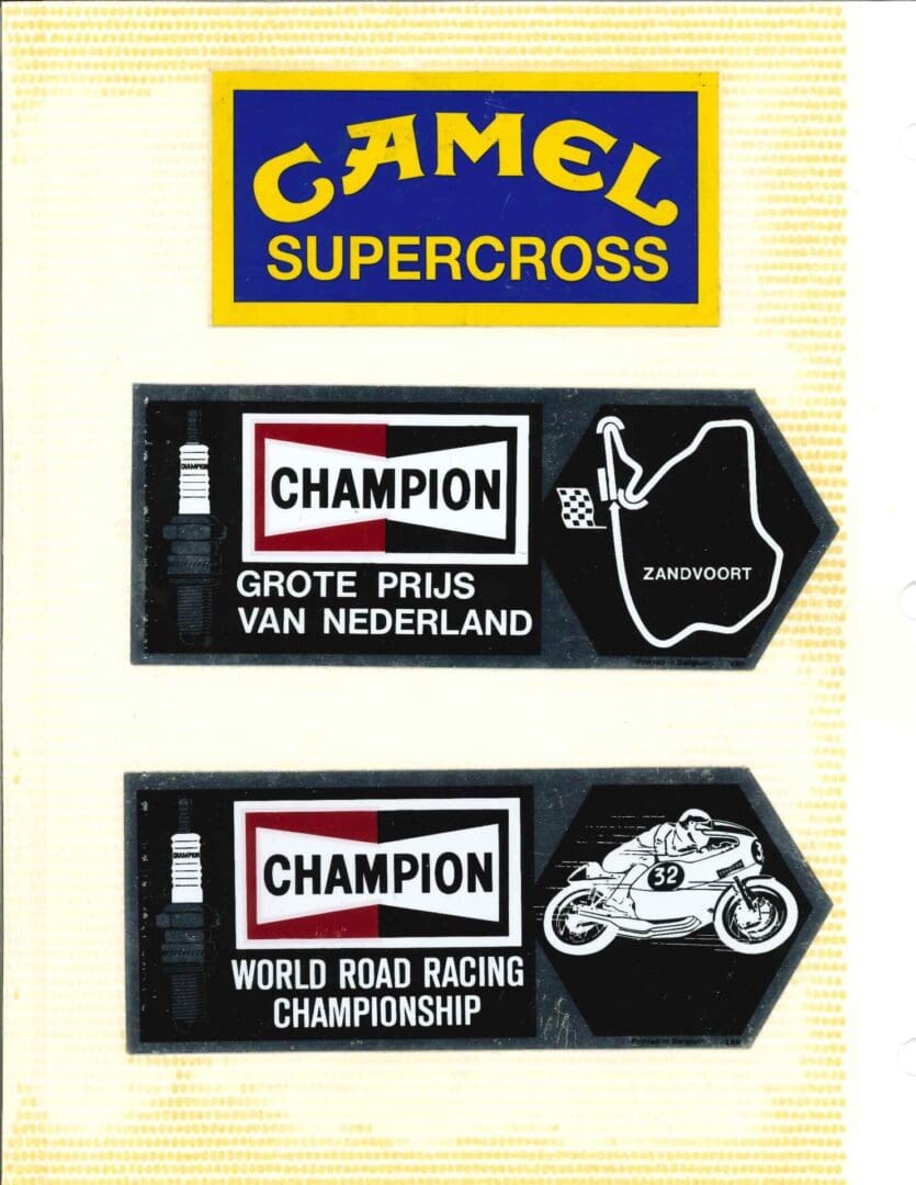 Camel supercross champion stickers.