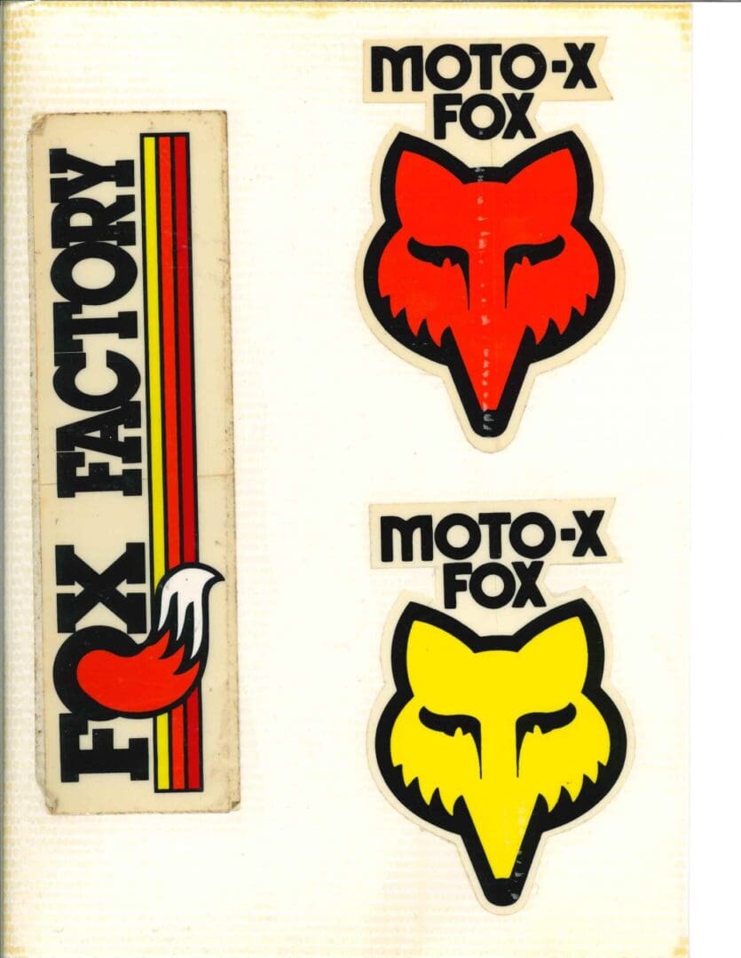 A set of moto factory decals.