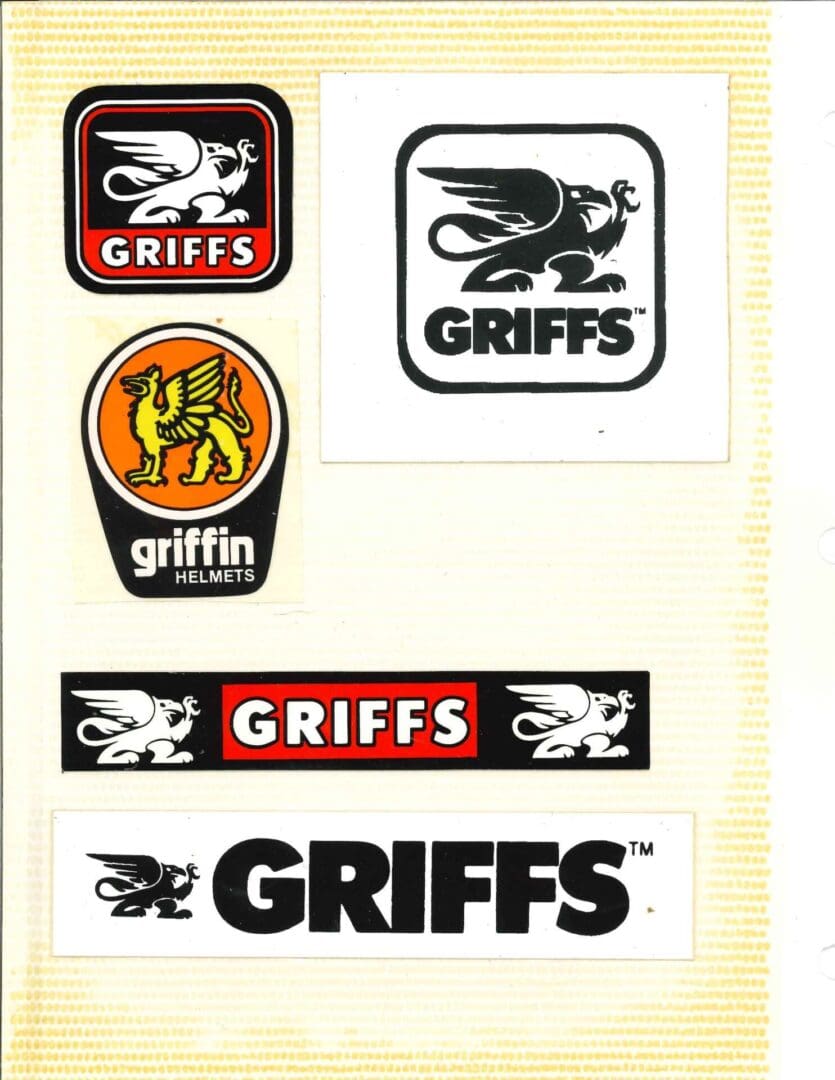 A collection of griffs logos on a piece of paper.