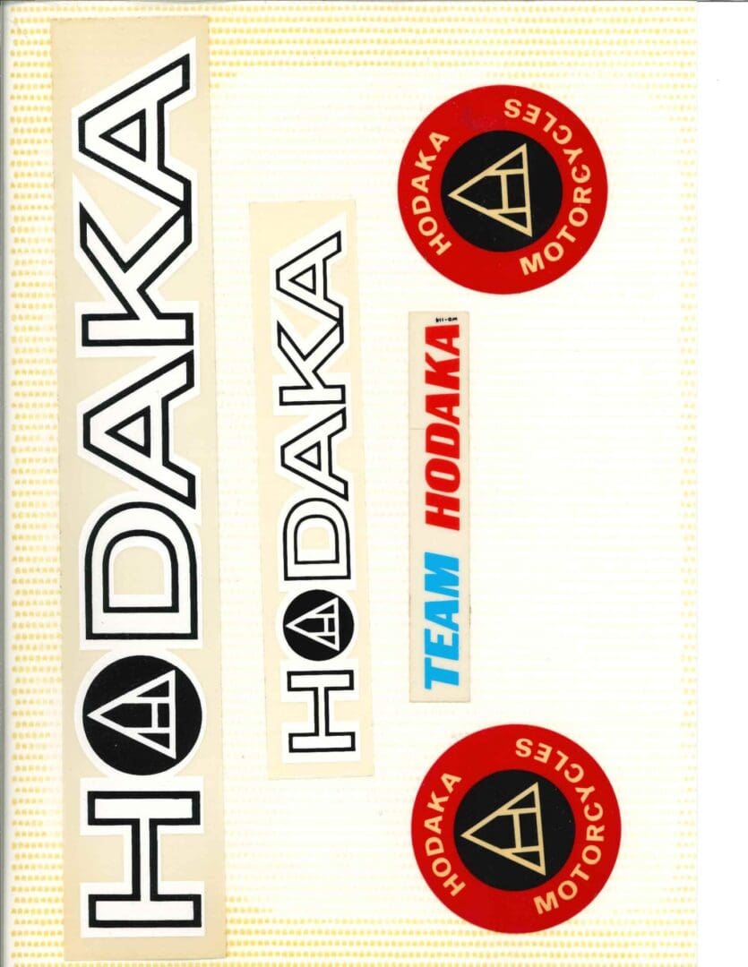A sticker set with the words hodaka team on it.