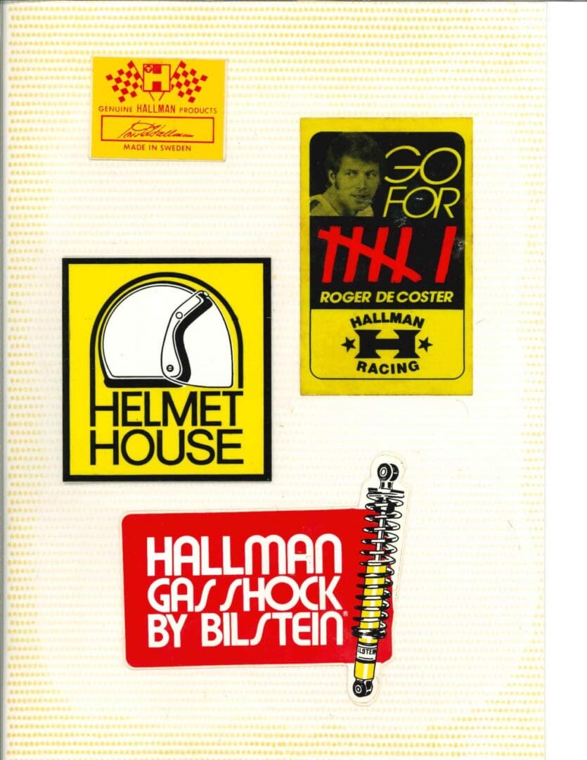 A collection of stickers for helmet house.