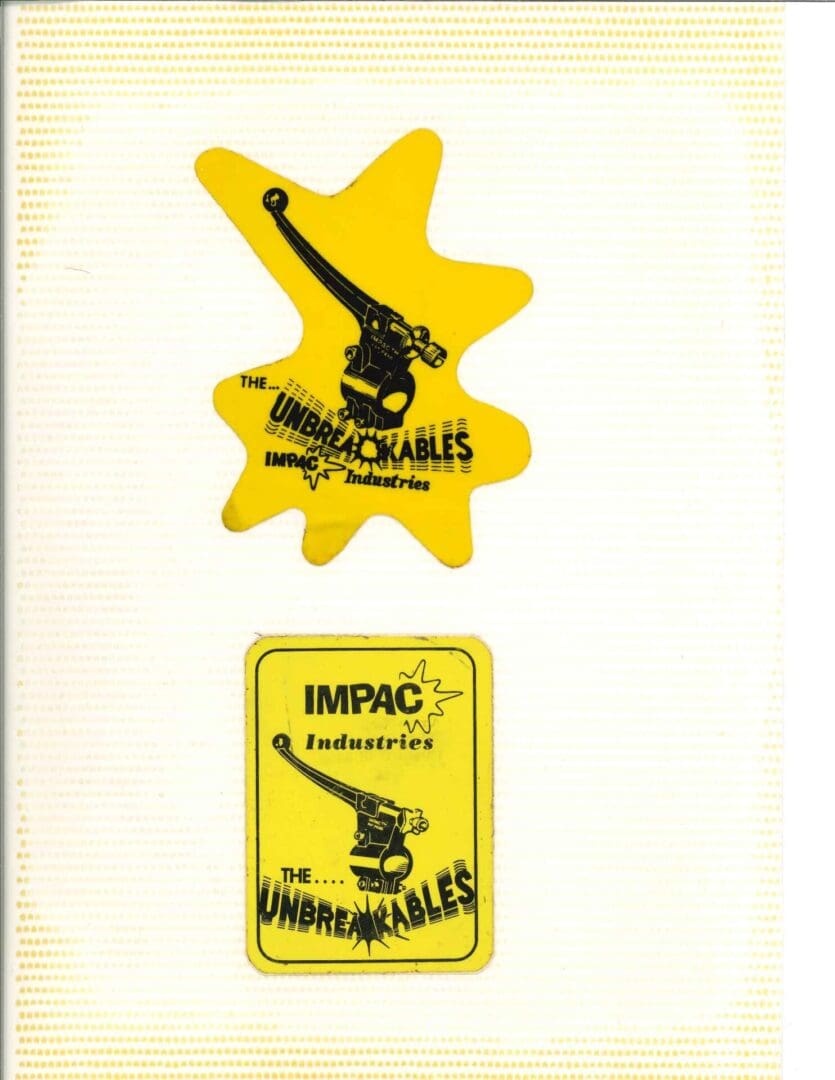 A yellow and yellow sticker with the words impalers on it.