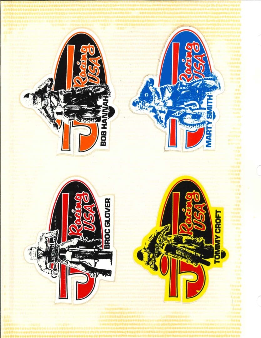 A set of stickers with a motorcycle on them.