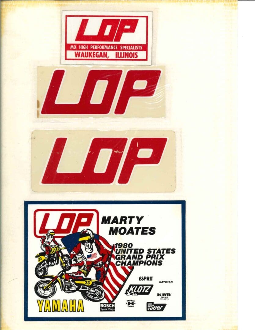 A picture of a motocross sticker with the word loop on it.