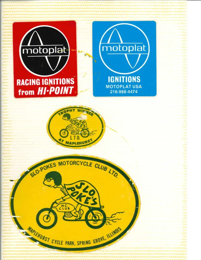 A collection of stickers for motorcyclists from hp point.