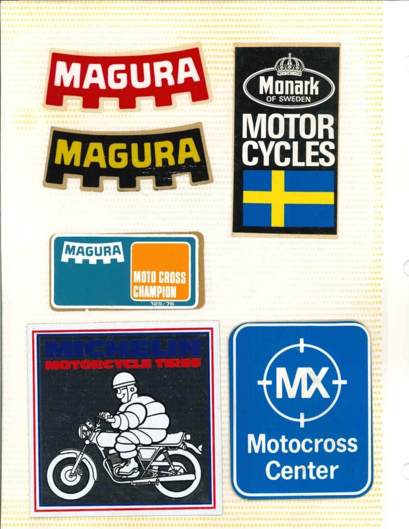 A collection of stickers for the magura motorcycles.