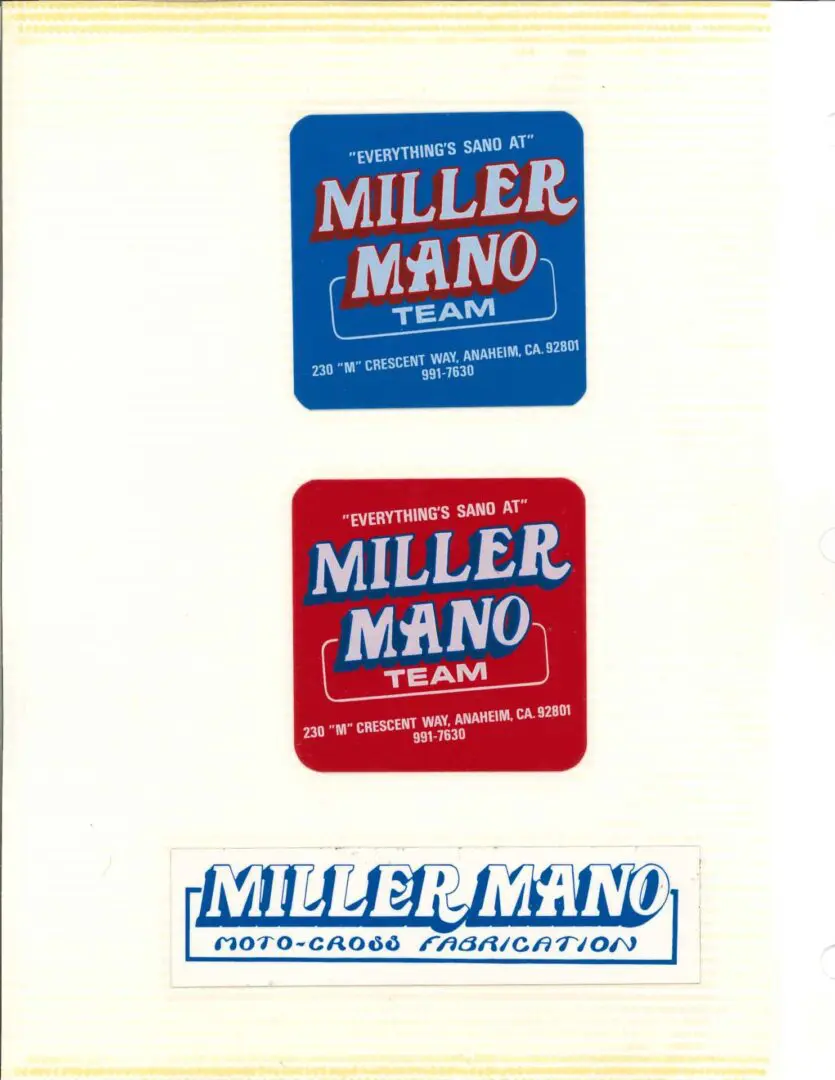 Miller mano texas sticker set.
