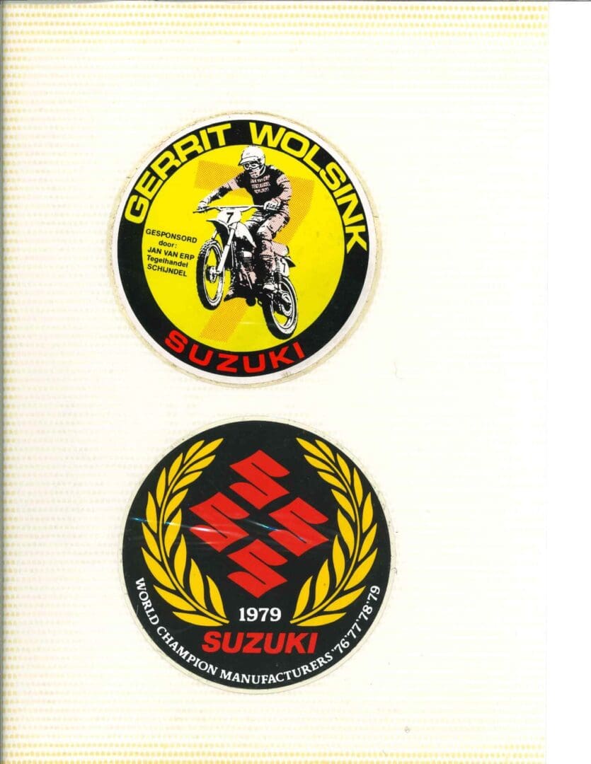 A set of stickers with two motorcycles on them.