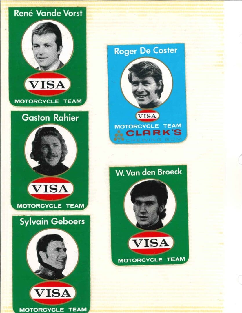 A set of cards with the names of the riders on them.