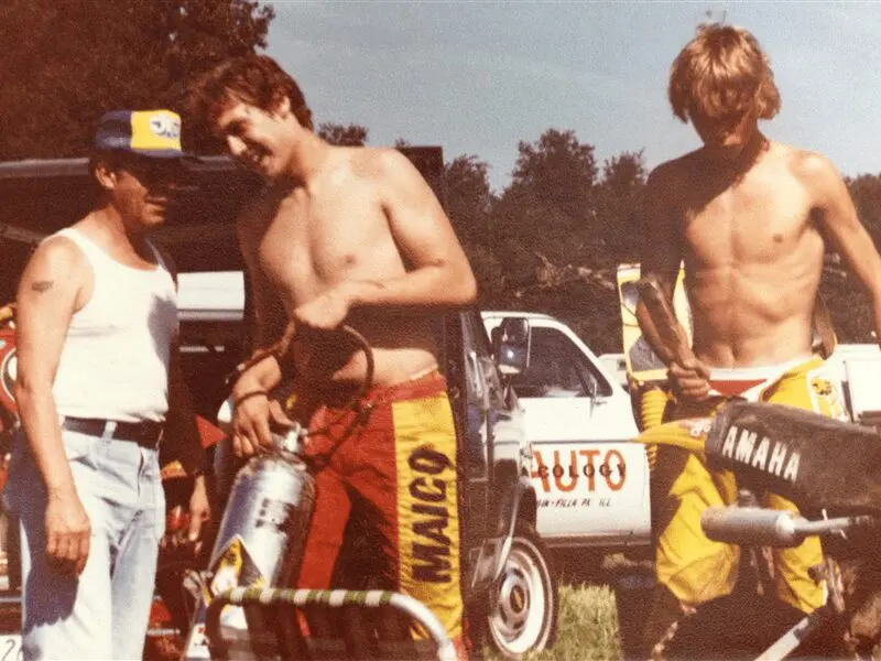 Bill, Paul, and his Dad in1980 bike racing