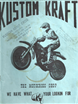 A vintage poster showcasing kustom kraft's collection of MX books and aftermarket catalogs.