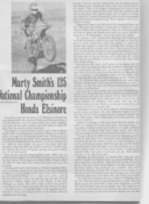 Marty Smith's 125 National Championship Honda Elsinore vintage interviews