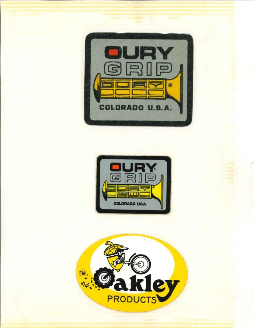 Oakley products logos and stickers.