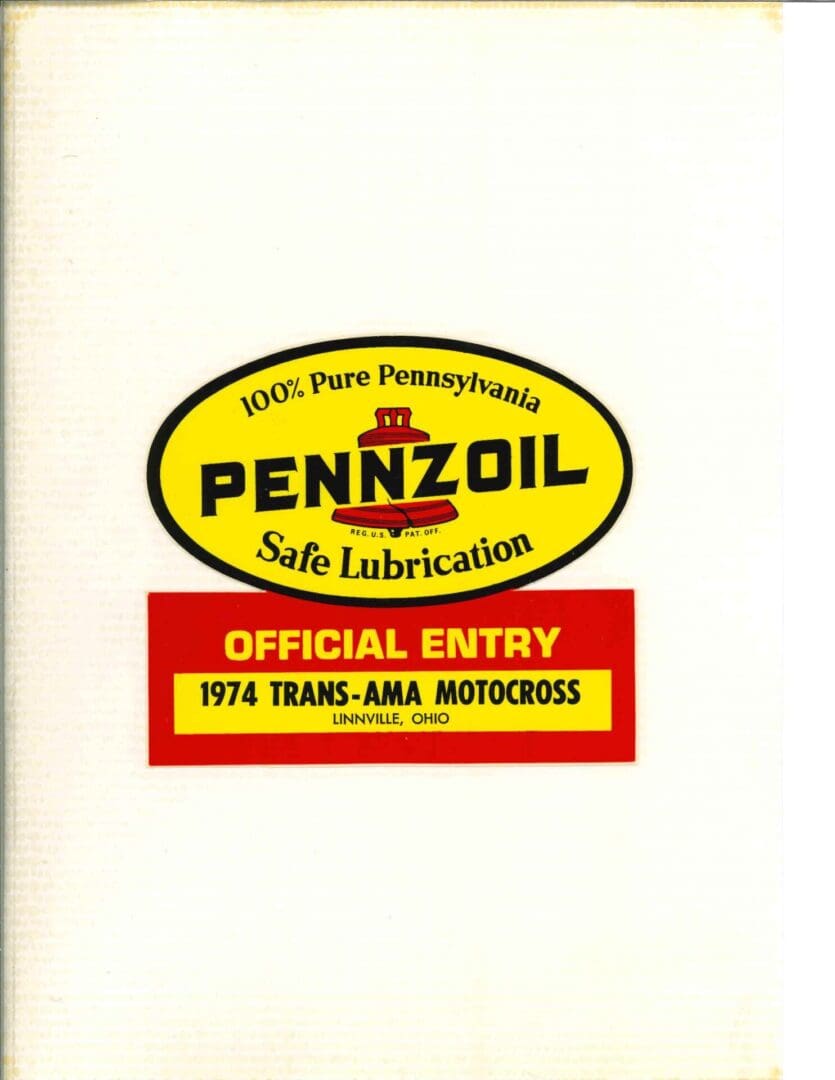 Pennzoil official entry 1971 trans am motocross.