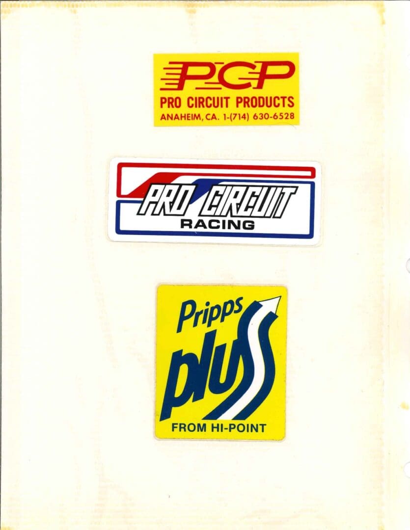 A sheet of stickers with various logos on it.