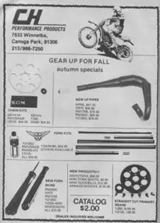 A magazine ad featuring a vintage motorcycle and fall gear for riders.