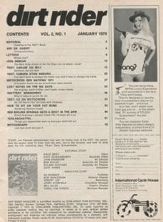 Vintage dirt rider vol 1 january 1979 featuring interviews and articles.