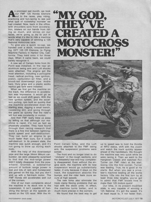 A vintage newspaper article about a man riding a motorcycle.