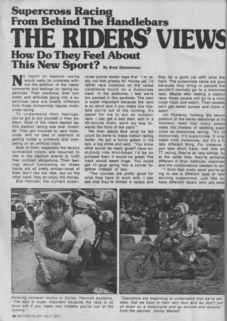 Vintage interviews and articles capturing the riders' views