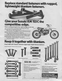 Vintage Suzuki RM Interviews and Articles ad.